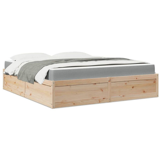 vidaXL Bed with Mattress 180x200 cm Super King Solid Wood Pine S0671489421