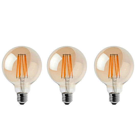 3 Pack of Vintage Globe Edison LED Light Bulb G95 8W, E27 Screw Bulb S0671114250