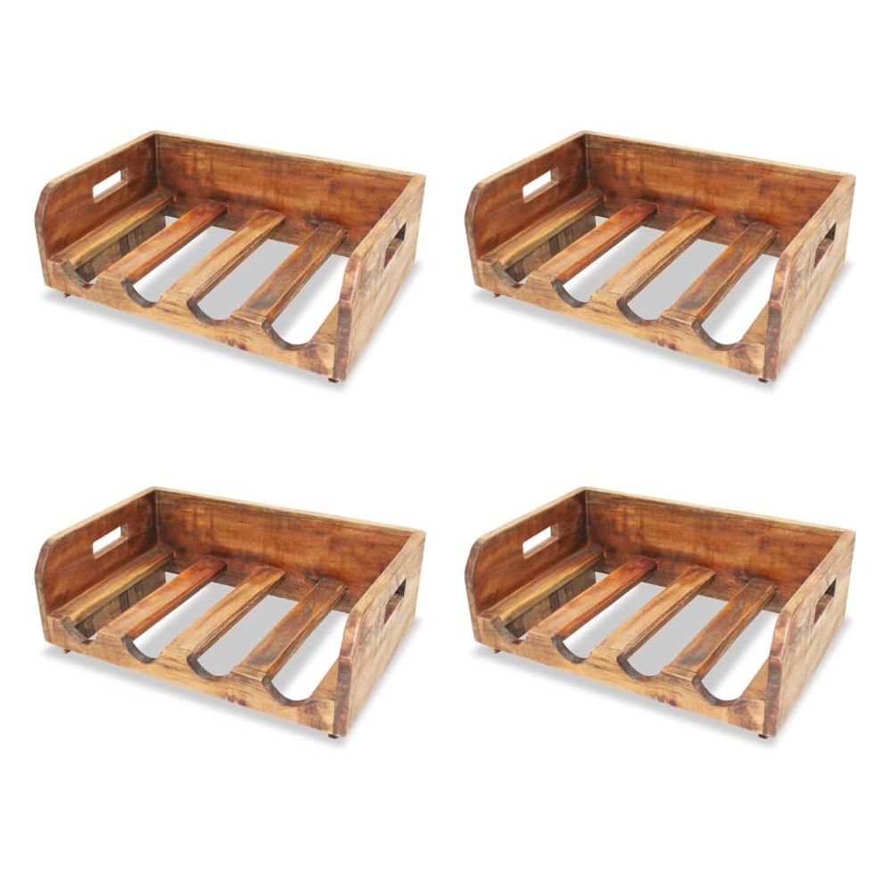 Wine Racks 4 pcs for 16 Bottles Solid Reclaimed Wood S069791149