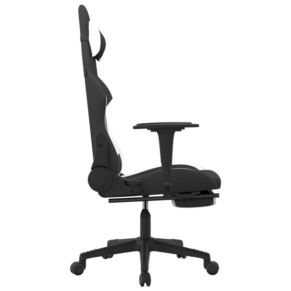 Gaming Chair with Footrest Black and White Fabric S0671170044