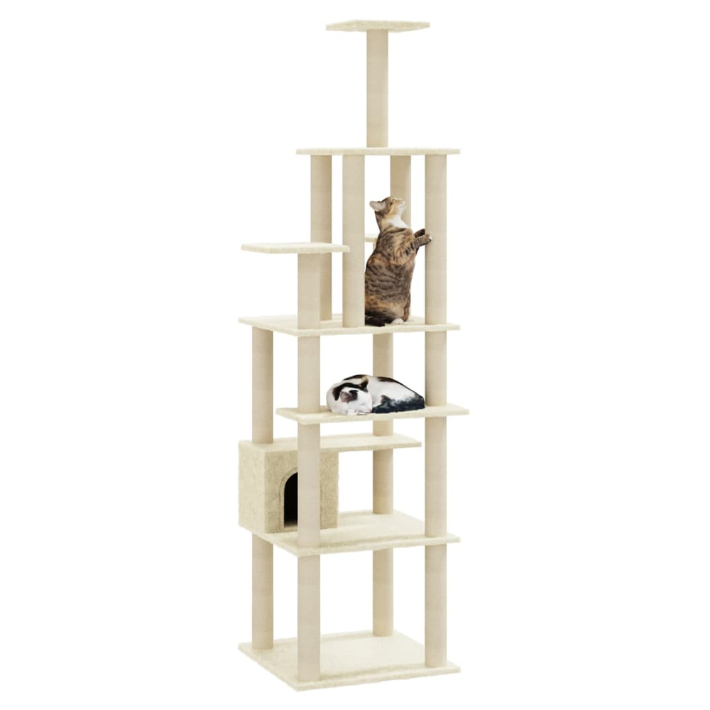 vidaXL Cat Tree with Sisal Scratching Posts Cream 183 cm V067940220