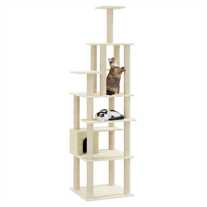 vidaXL Cat Tree with Sisal Scratching Posts Cream 183 cm V067940220