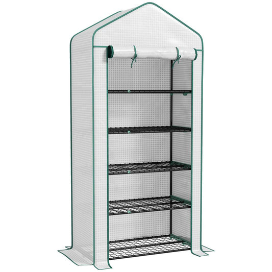 Outsunny Widened Mini Greenhouse 5 Tier Green House, 193H x 90W x 49Dcm, White S0671383559