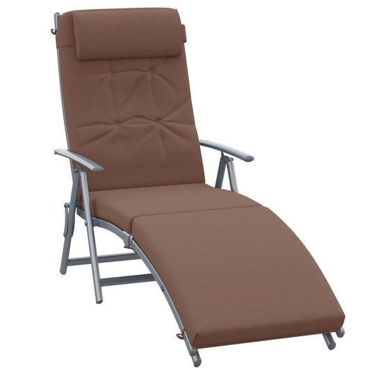 Outsunny Steel Frame Outdoor Garden Padded Sun Lounger w/ Pillow Brown S0671072119