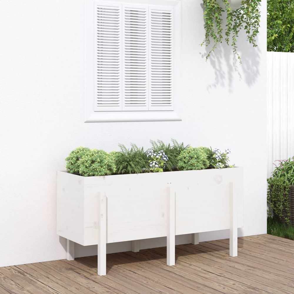 vidaXL Garden Raised Bed White 121x50x57 cm Solid Wood Pine S0671358003