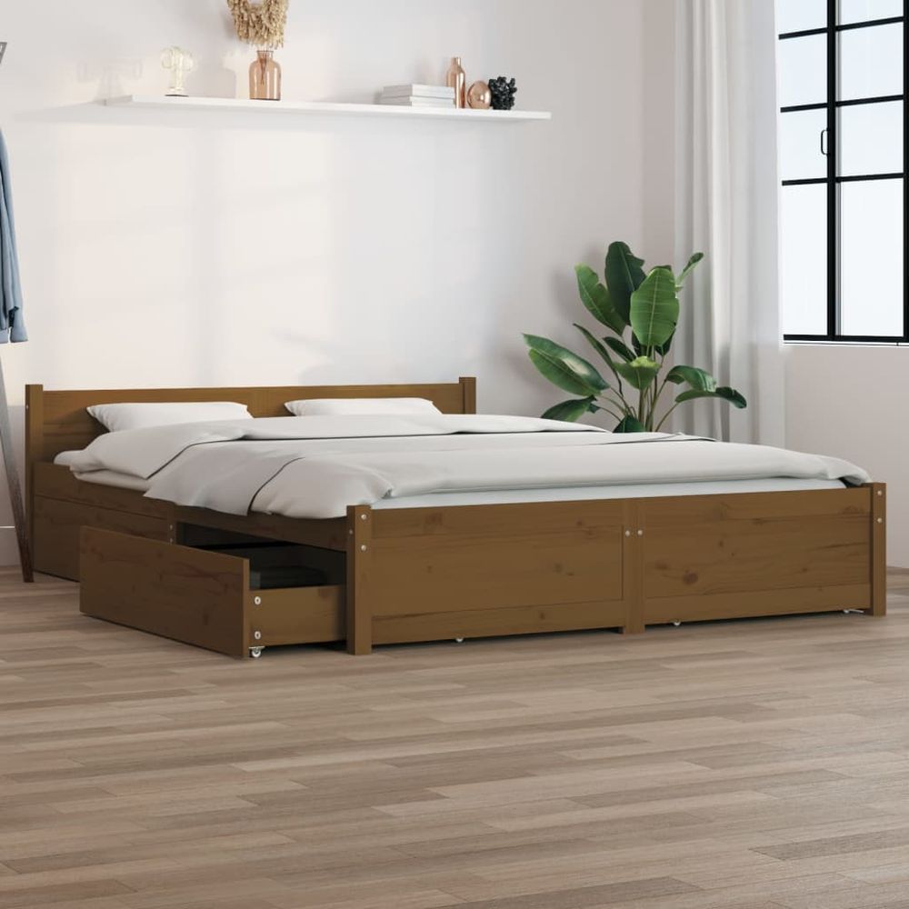 vidaXL Bed Frame with Drawers 140x190 cm S0671030065