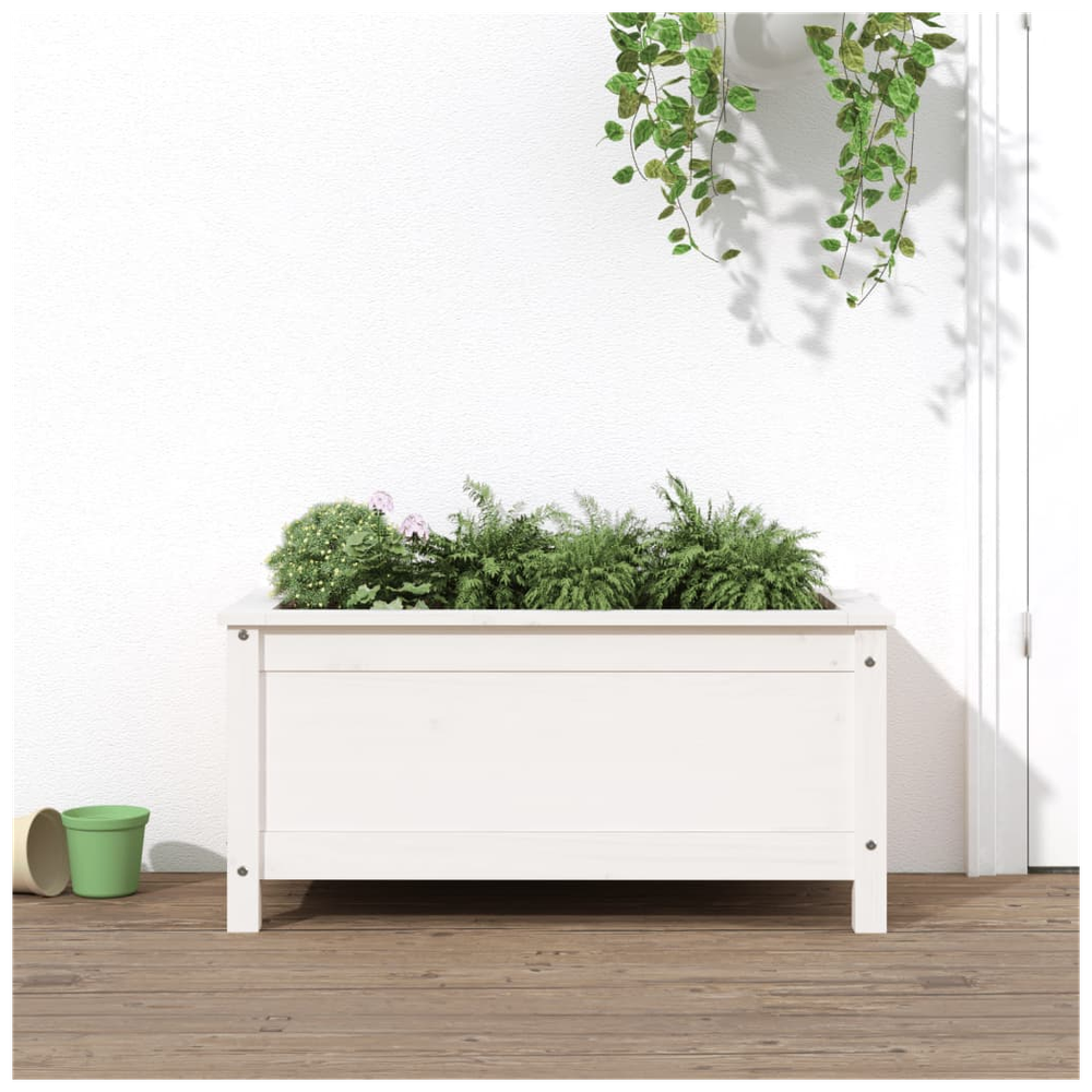 vidaXL Garden Planter White 82.5x40x39 cm Solid Wood Pine S0671357706