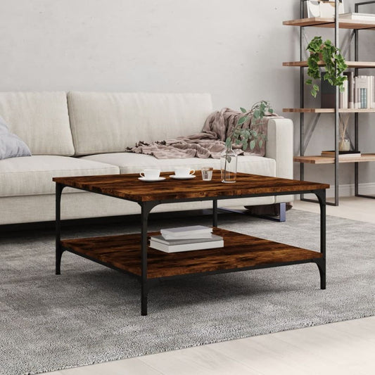 vidaXL Coffee Table Smoked Oak 80x80x40 cm Engineered Wood S0671262066