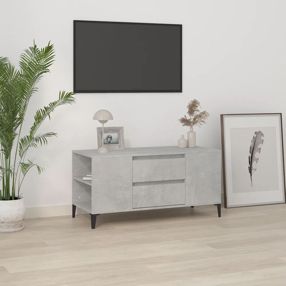 vidaXL TV Cabinet White 102x44.5x50 cm Engineered Wood S0671105430