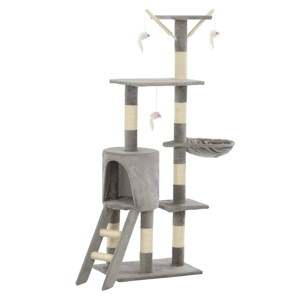 vidaXL Cat Tree with Sisal Scratching Posts 138 cm Grey V0671185442