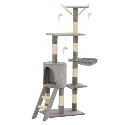 vidaXL Cat Tree with Sisal Scratching Posts 138 cm Grey V0671185442