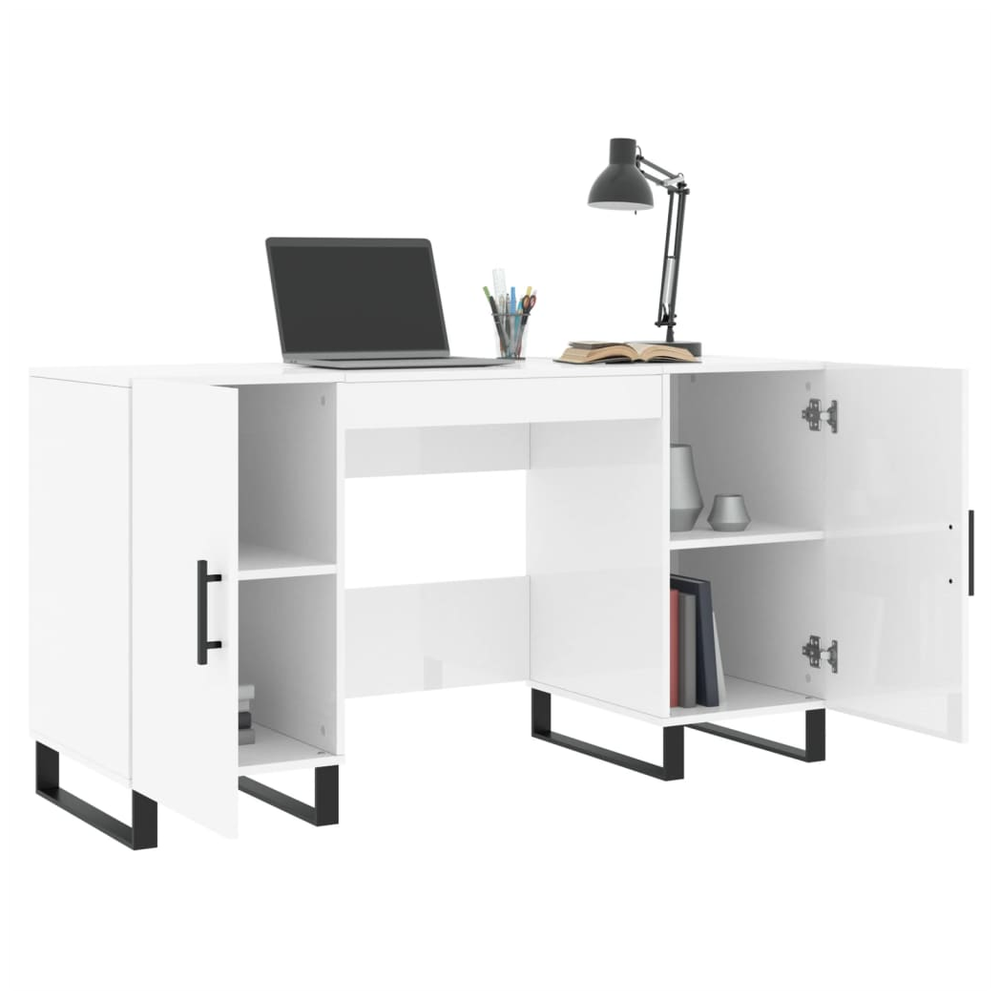 vidaXL Desk High Gloss White 140x50x75 cm Engineered Wood S0671257310