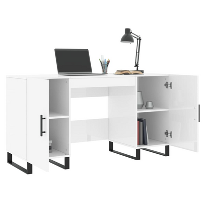 vidaXL Desk High Gloss White 140x50x75 cm Engineered Wood S0671257310