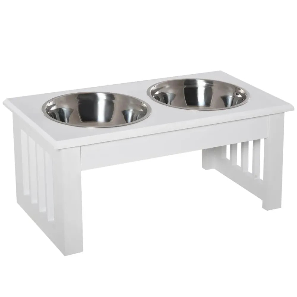 Pet Feeder Raised Elevated Stainless Steel Bowls Stand Food Water White Samll S0671097264