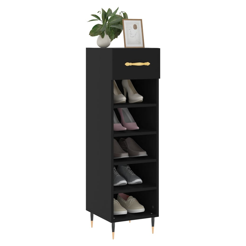 vidaXL Shoe Cabinet Black 30x35x105 cm Engineered Wood S0671357707