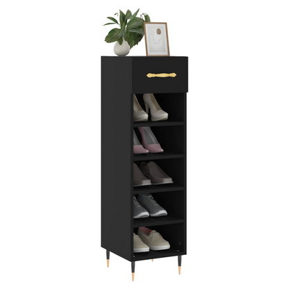 vidaXL Shoe Cabinet Black 30x35x105 cm Engineered Wood S0671357707