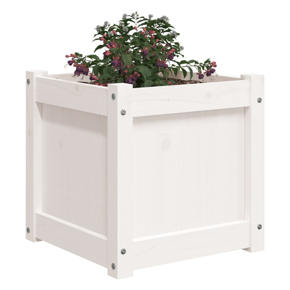 vidaXL Garden Planter White 40x40x40 cm Solid Wood Pine S0671384706