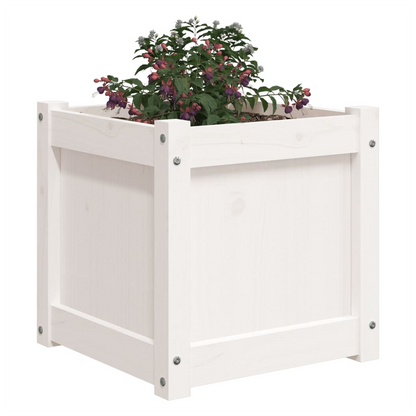 vidaXL Garden Planter White 40x40x40 cm Solid Wood Pine S0671384706