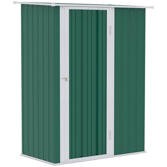 4.7ft x 2.8ft Garden Shed Steel Sloped Roof Door w/ Latch Green S0671071931