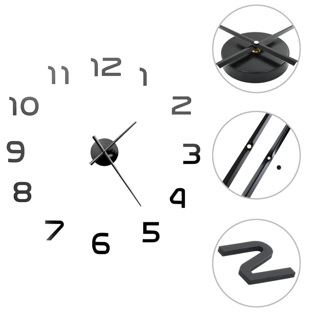 vidaXL 3D Wall Clock Modern Design 100 cm XXL Silver S069812410