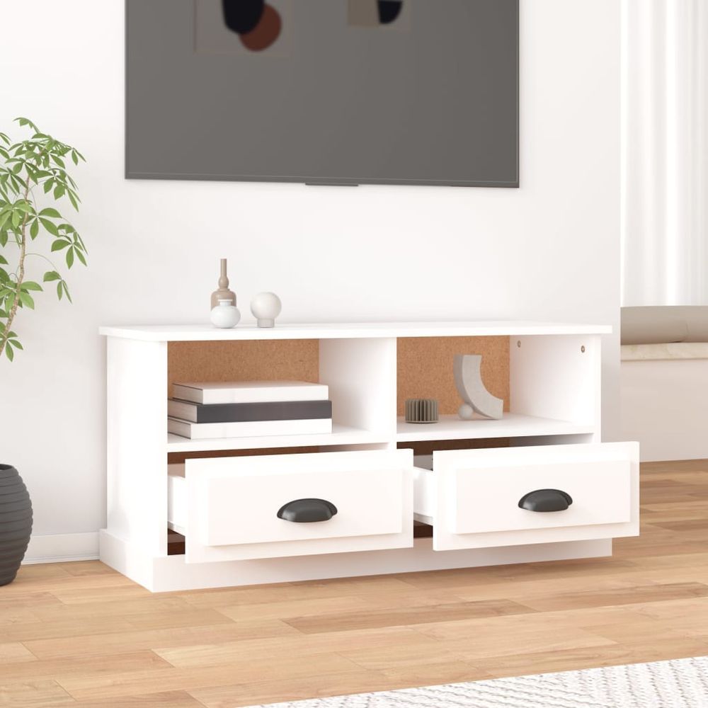 vidaXL TV Cabinet White 93x35.5x45 cm Engineered Wood S0671159907