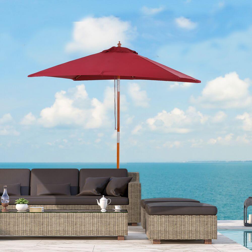 2m x 1.5m Patio Garden Parasol Sunshade Canopy Outdoor Backyard Furniture 6 Ribs V067942457