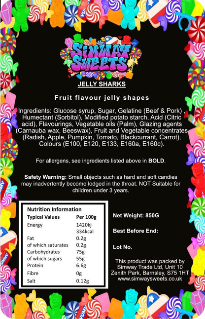 Jelly Sharks Foam Jellies Gummy Retro Sweets Gift Jar