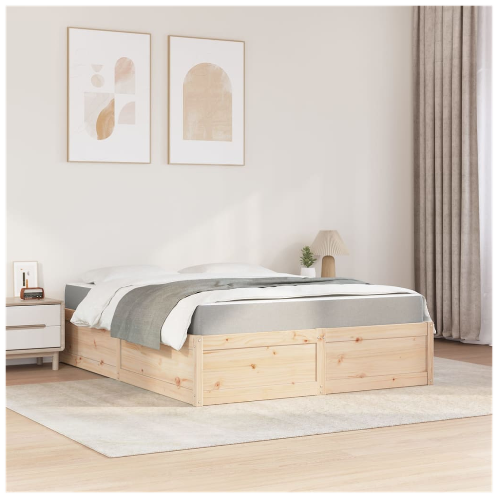 vidaXL Bed with Mattress 140x200 cm Solid Wood Pine S0671489398