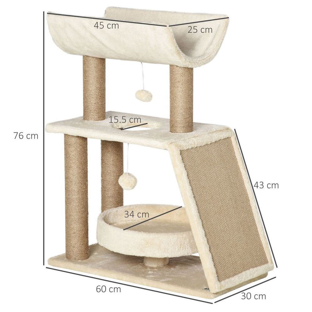 Cat Tree Kitten Tower w/ Scratching Post, Pad, Bed, Perch, Toy Ball S0671148975