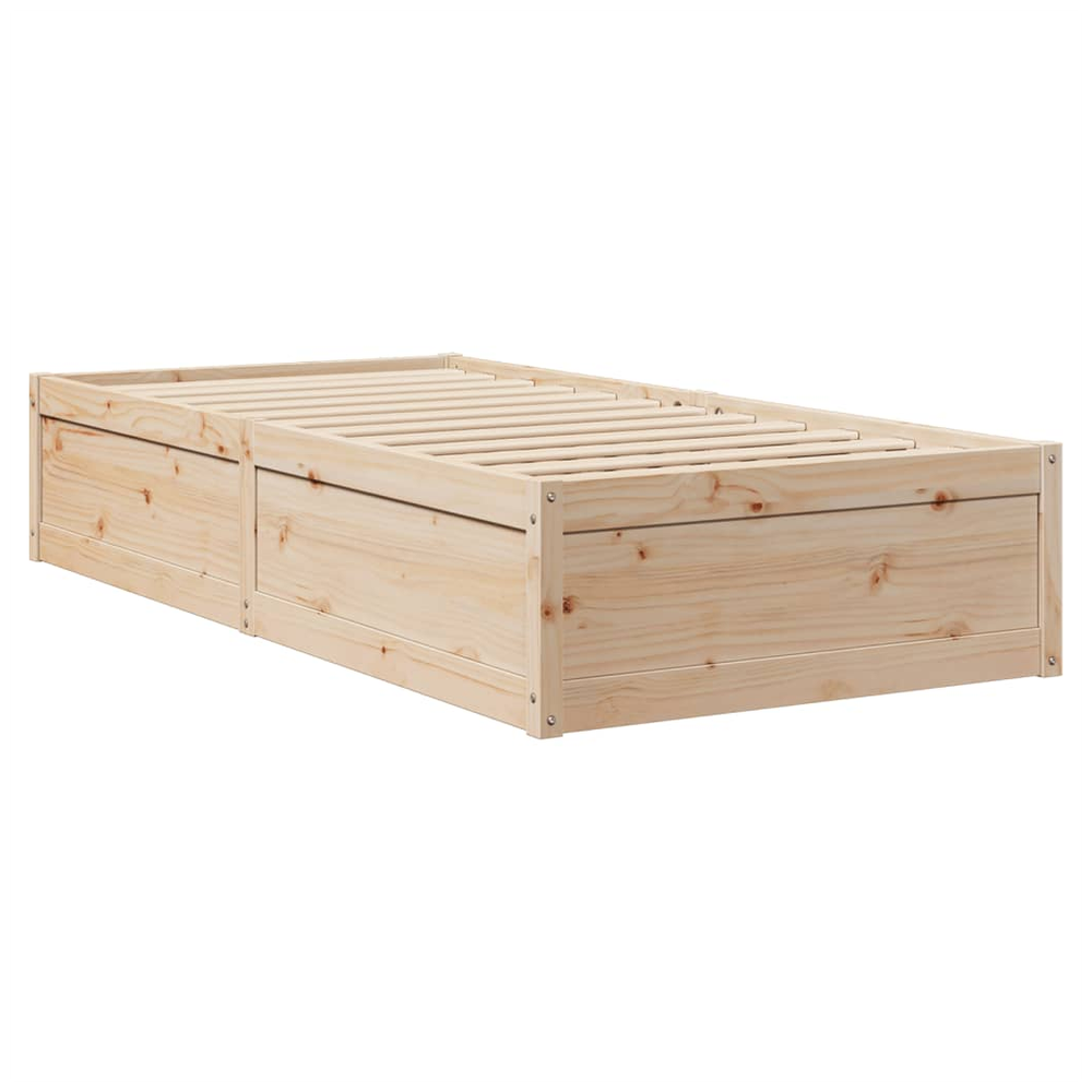 vidaXL Bed with Mattress 90x190 cm Single Solid Wood Pine S0671489493