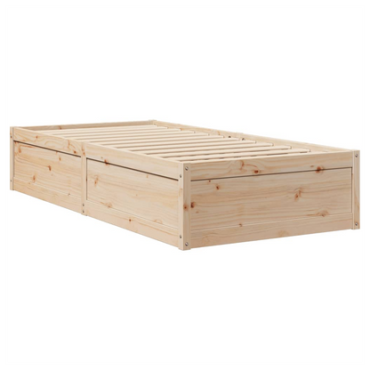 vidaXL Bed with Mattress 90x190 cm Single Solid Wood Pine S0671489493