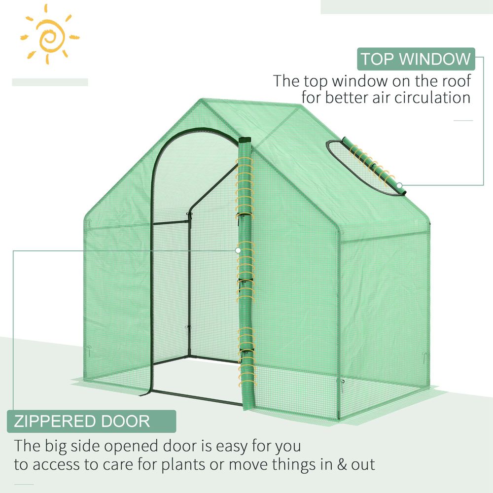 Outsunny Walk-In Portable Greenhouse Mini Grown House Steel Frame Window Green S0671080326