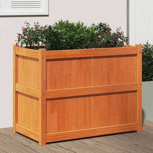 vidaXL Garden Planter Wax Brown 90x50x70 cm Solid Wood Pine S0671394879