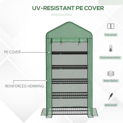 Outsunny Widened Mini Greenhouse 5 Tier Green House, 193H x 90W x 49Dcm, Green S0671383558