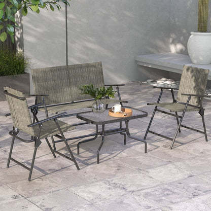 Outsunny Patio Furniture Set, Garden Set with Table, Foldable Chairs, a Loveseat S0671398981