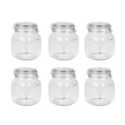 1L Glass Storage Jars with Clip Top Lid - Set of 6 | M&W S0671145417