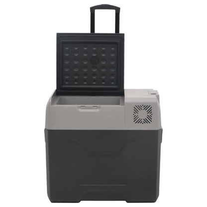 vidaXL Cool Box with Wheel and Adapter Black&Grey 40 L Polypropylene S0671211509