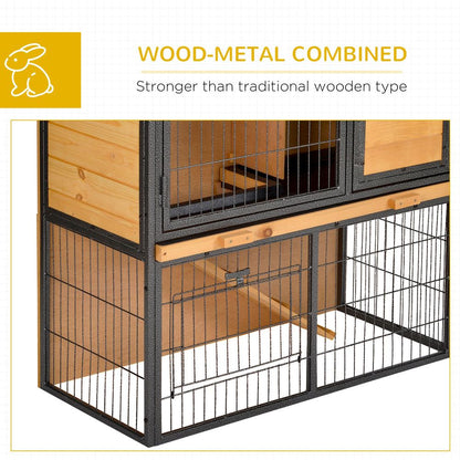 Wood-metal Rabbit Hutch Elevated Pet House Outdoor 89.5 x 45 x 81cm Pawhut S0671081297