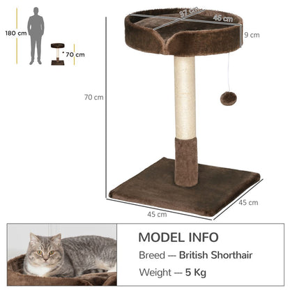 Small Cat Tree for Indoor Cats W/ Sisal Scratching Post Bed Cushion Toy Pawhut S0671081193