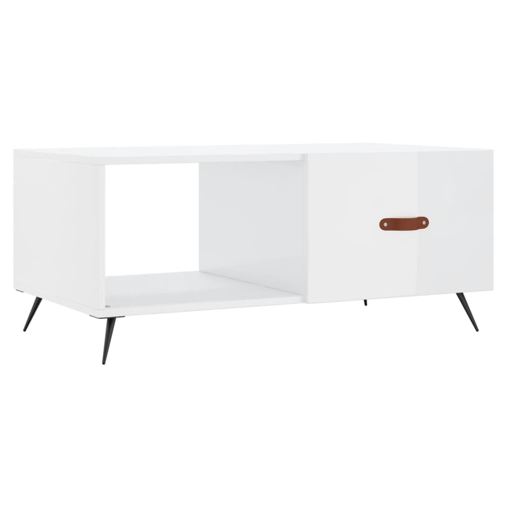 vidaXL Coffee Table High Gloss White 90x50x40 cm Engineered Wood S0671261105