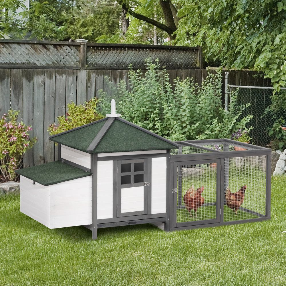 Chicken Coop Small Animal Pet Cage w/ Nesting Box Outdoor Run Backyard Wooden S0671071152