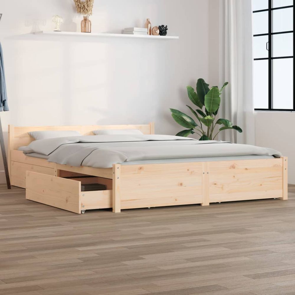 vidaXL Bed Frame with Drawers 140x190 cm S0671030012