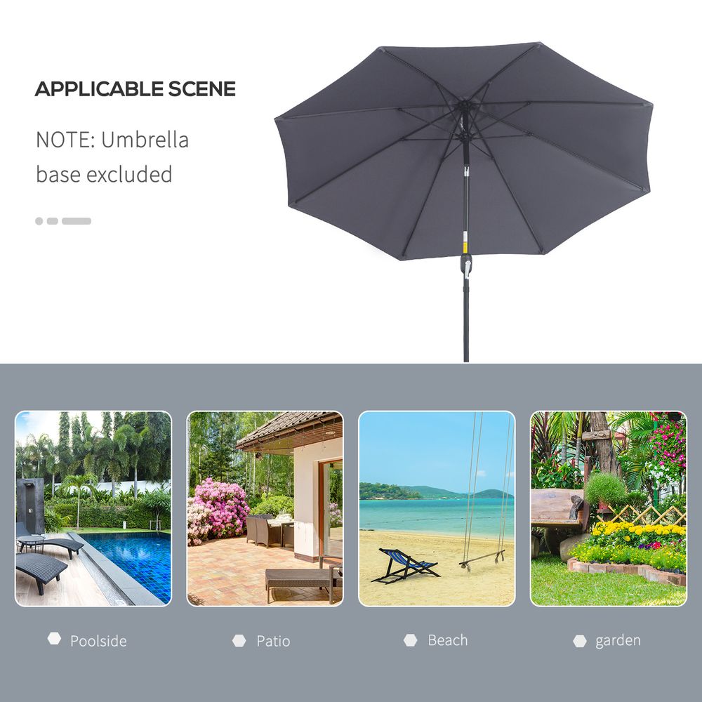 2.7M Patio Sun Umbrella Parasol Tilt Shade Aluminium Charcoal Grey S0671072264