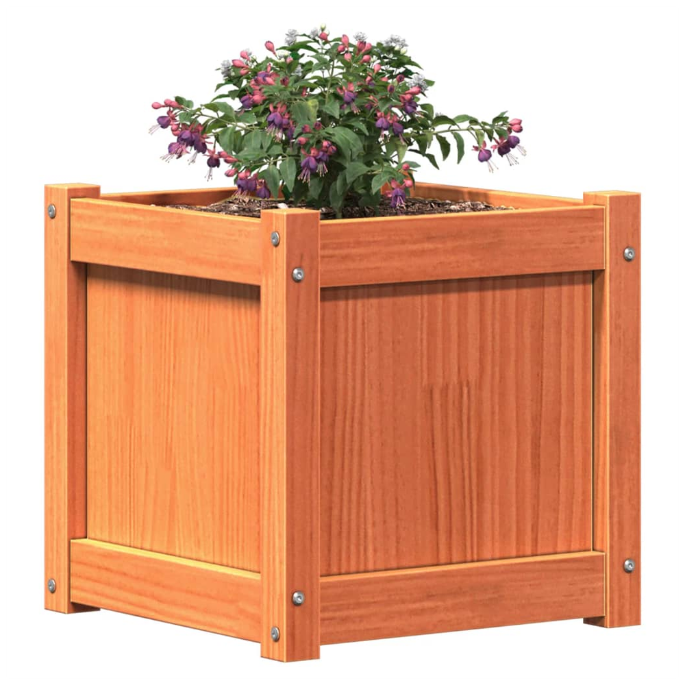 vidaXL Garden Planter Wax Brown 40x40x40 cm Solid Wood Pine S0671394890