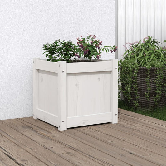 vidaXL Garden Planter White 40x40x40 cm Solid Wood Pine S0671384706