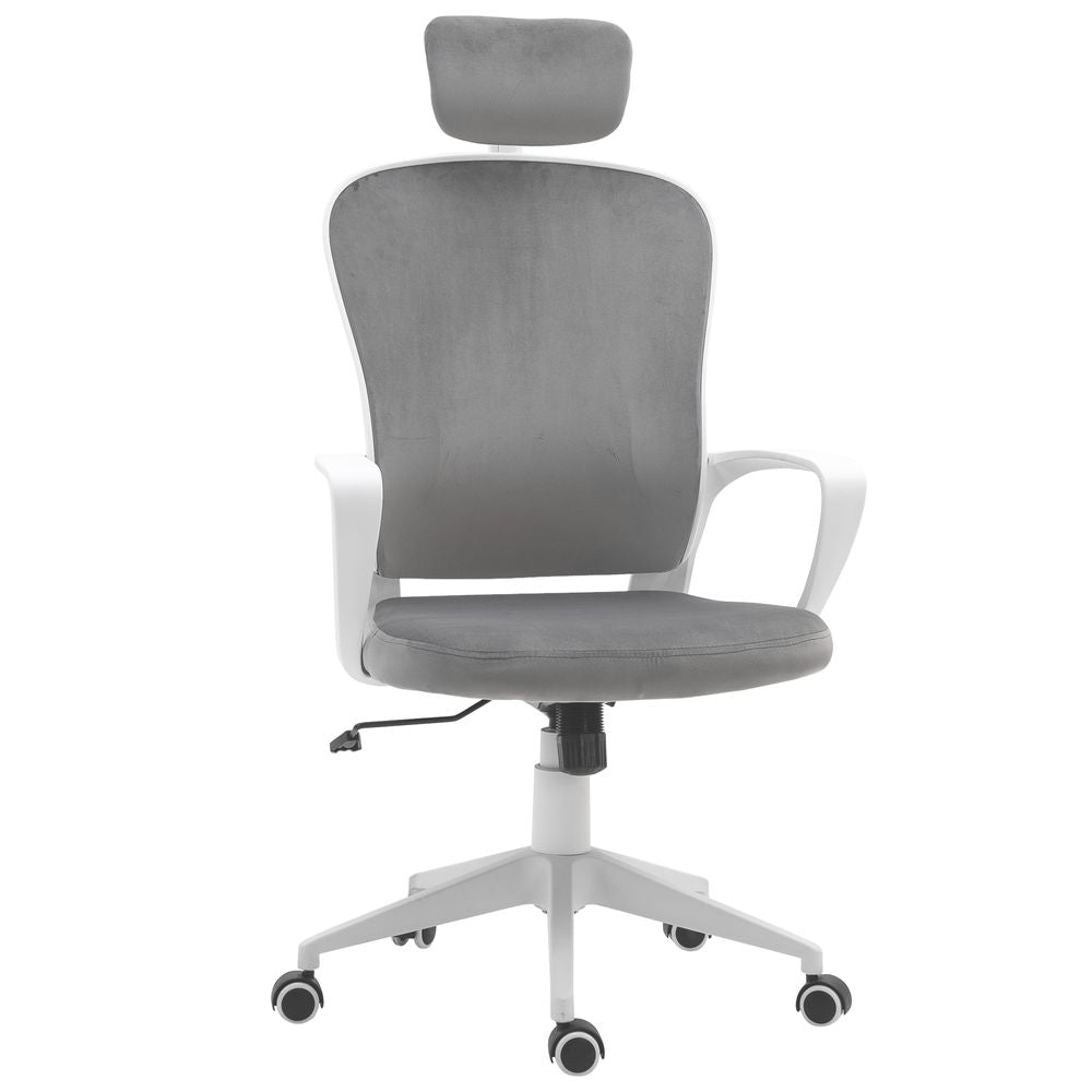 High-Back Office Chair Home Rocking w/ Wheel, Up-Down Headrest, Grey Vinsetto S0671080616