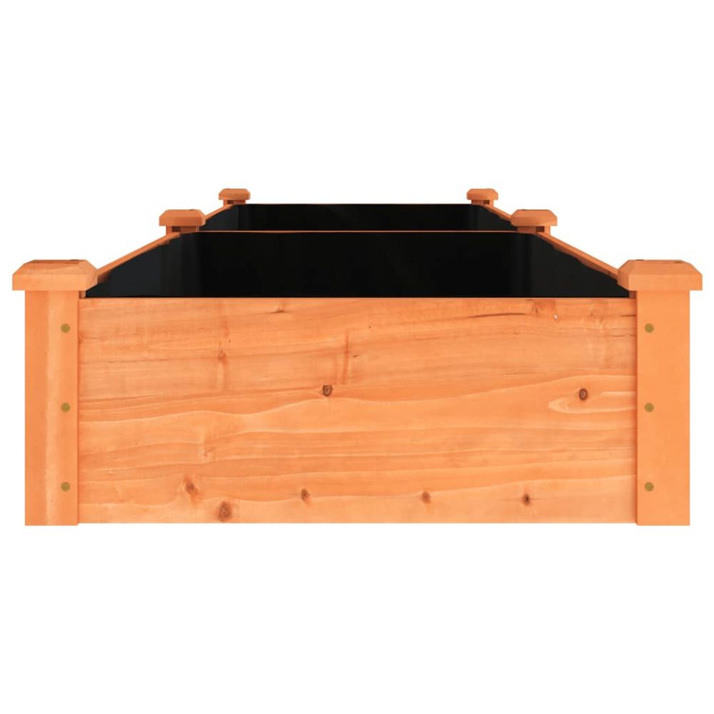 Garden Raised Bed with Liner Brown 240x60x25 cm Solid Wood Fir S0671212396