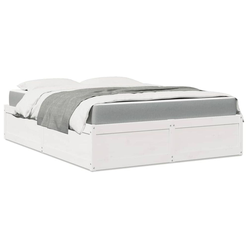 vidaXL Bed with Mattress White 160x200 cm Solid Wood Pine S0671489473