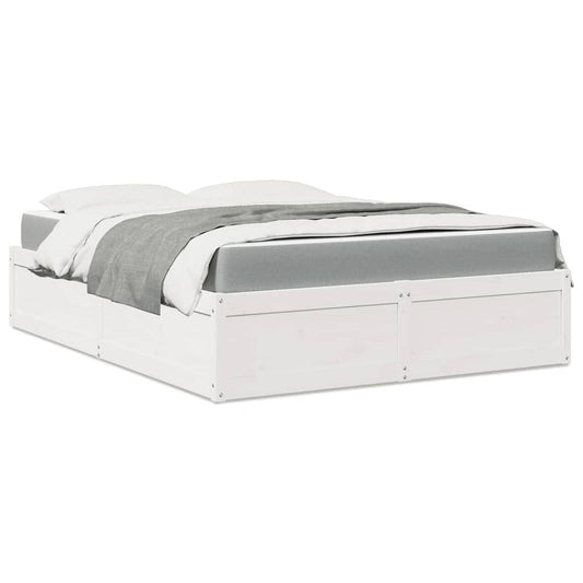 vidaXL Bed with Mattress White 160x200 cm Solid Wood Pine S0671489473