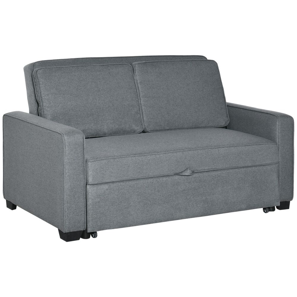 HOMCOM Modern 2 Seater Sofa Bed Click Clack Couch Sleeper for Living Room Grey S0671383626